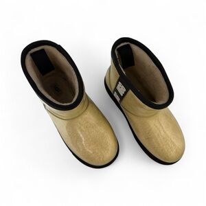 SOLD UGG Clear Waterproof Mini Shearling Boots | Cream / Black Trim